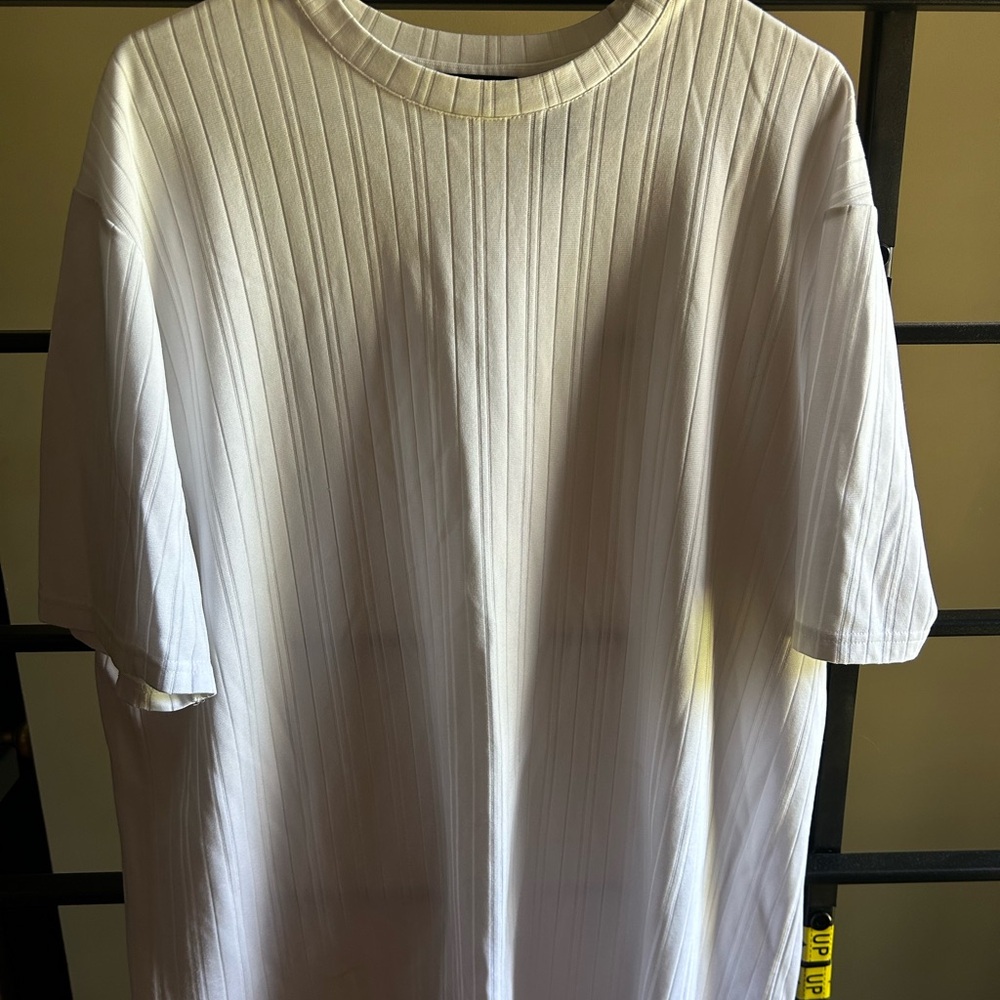 Men's White Ribbed T-Shirt